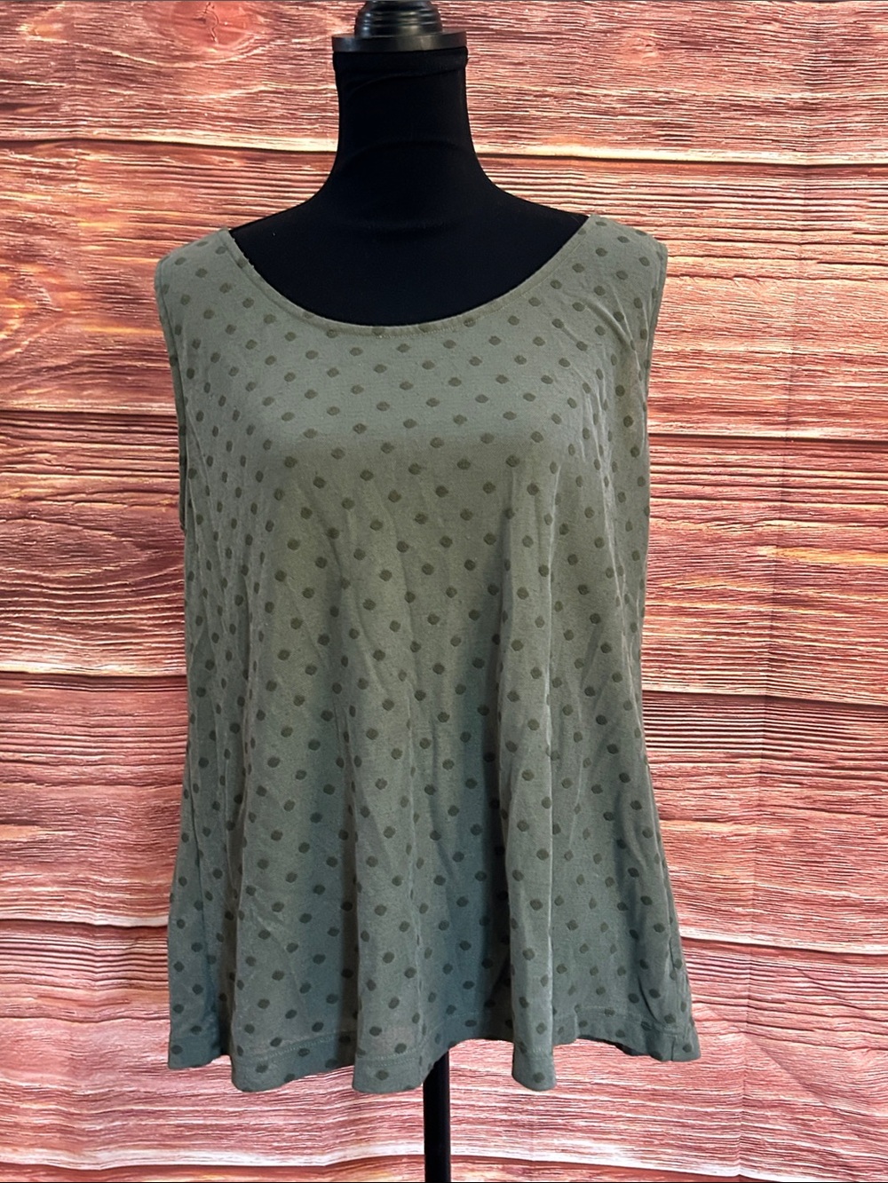 cut loose Olive Green Polka Dot Scoop Neck Tank | Size Large